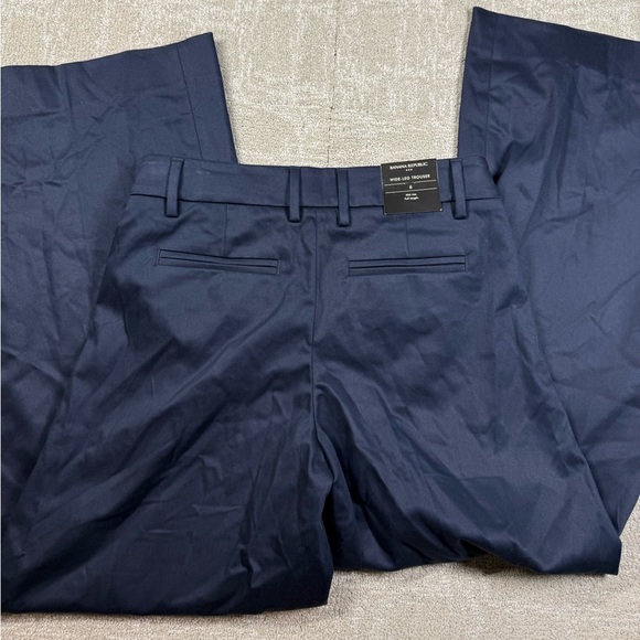 Banana Republic Wide Leg Mid Rise Full Length Blue Trouser Pant NWT Sz 6 - Picture 9 of 10
